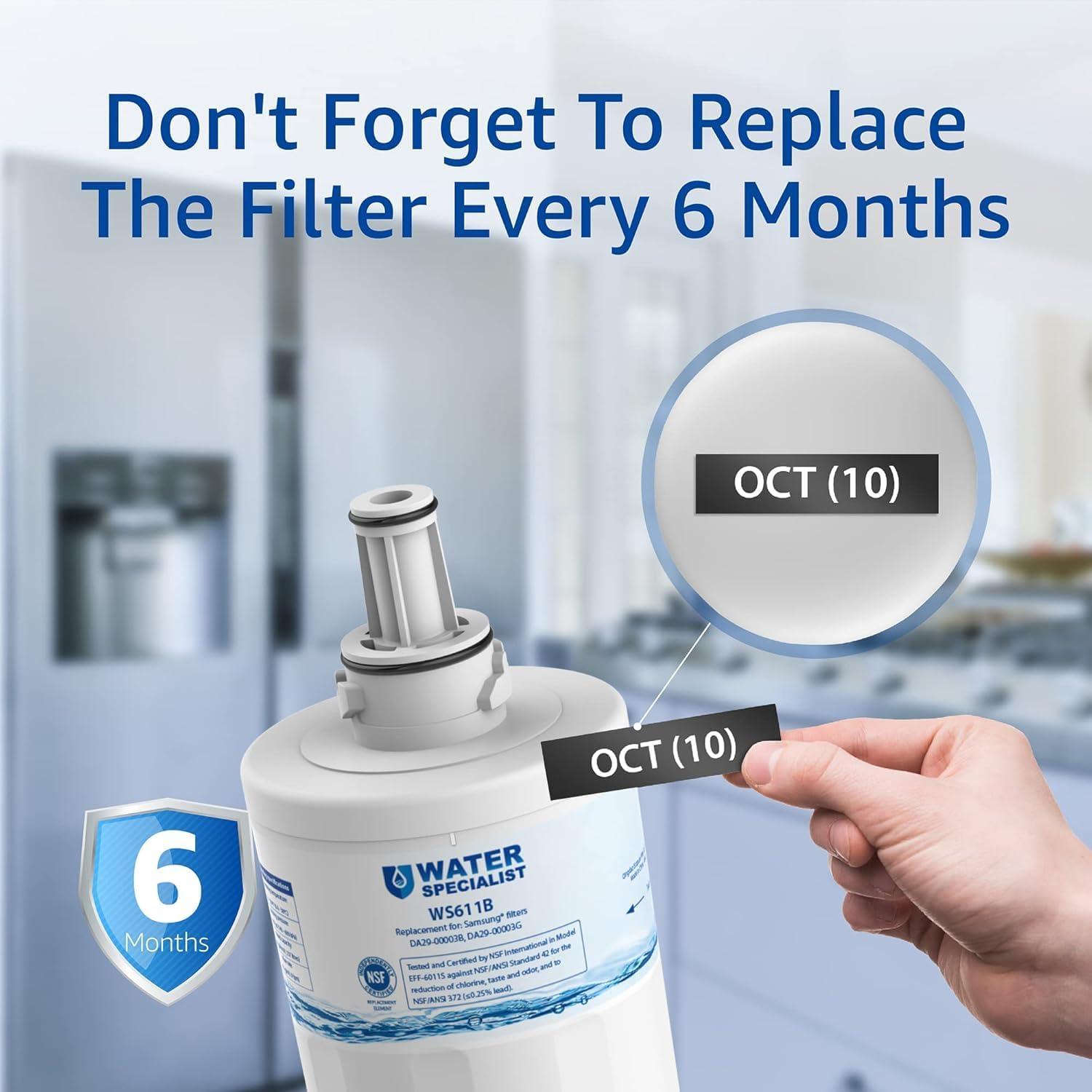 imageWaterspecialist DA2900003G Refrigerator Water Filter Replacement for DA2900003G DA2900003B AquaPure Plus RSG257AARS RFG237AARS HAFCU1 RS22HDHPNSR WSS1 3 Filters