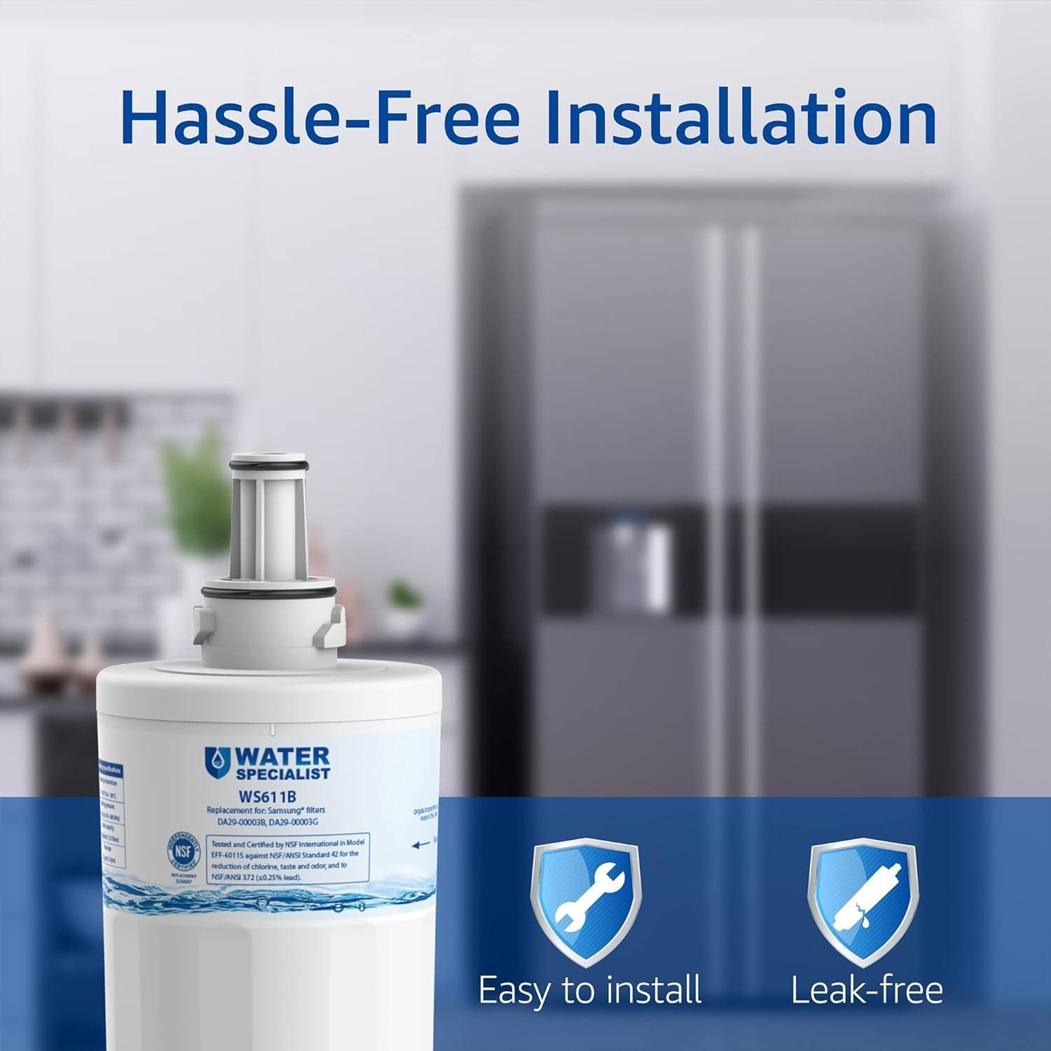 imageWaterspecialist DA2900003G Refrigerator Water Filter Replacement for DA2900003G DA2900003B AquaPure Plus RSG257AARS RFG237AARS HAFCU1 RS22HDHPNSR WSS1 3 Filters