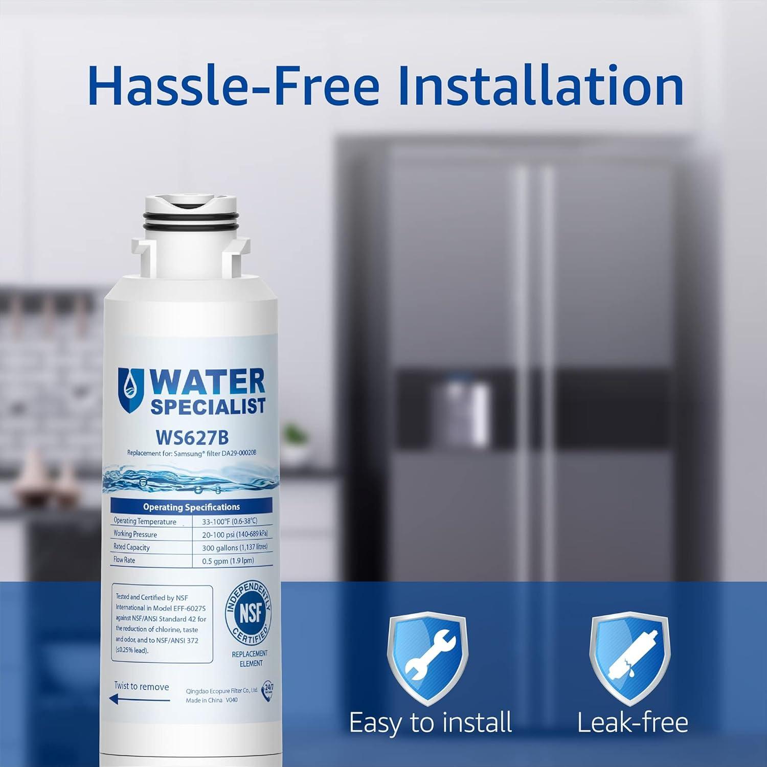 imageWaterspecialist DA2900020B Replacement for Samsung Water Filter DA2900020B HAFCINEXP DA2900020B1 HDX FMS2 RS25J500DSR RF28HMEDBSR RF263BEAESR RF4287HARS DA9708006A1 2 Filters2 Count Pack of 1