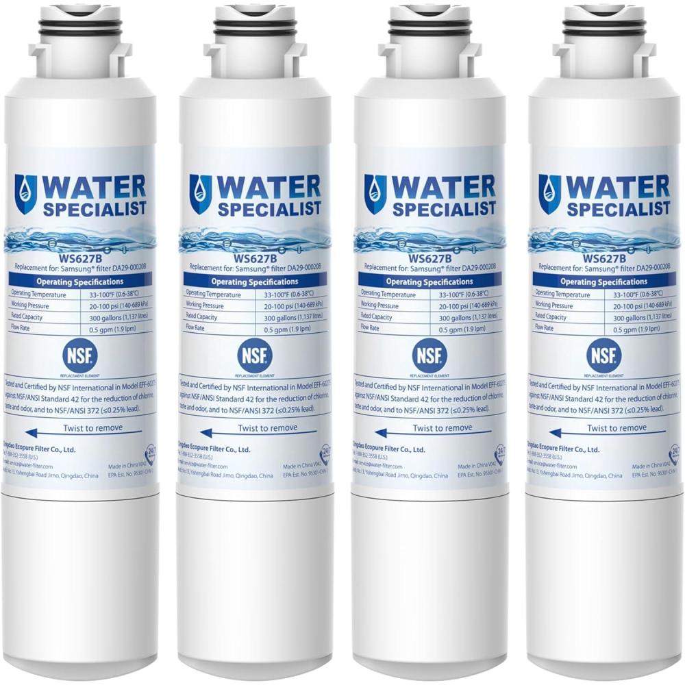 imageWaterspecialist DA2900020B Replacement for Samsung Water Filter DA2900020B HAFCINEXP DA2900020B1 HDX FMS2 RS25J500DSR RF28HMEDBSR RF263BEAESR RF4287HARS DA9708006A1 2 Filters4 Count Pack of 1