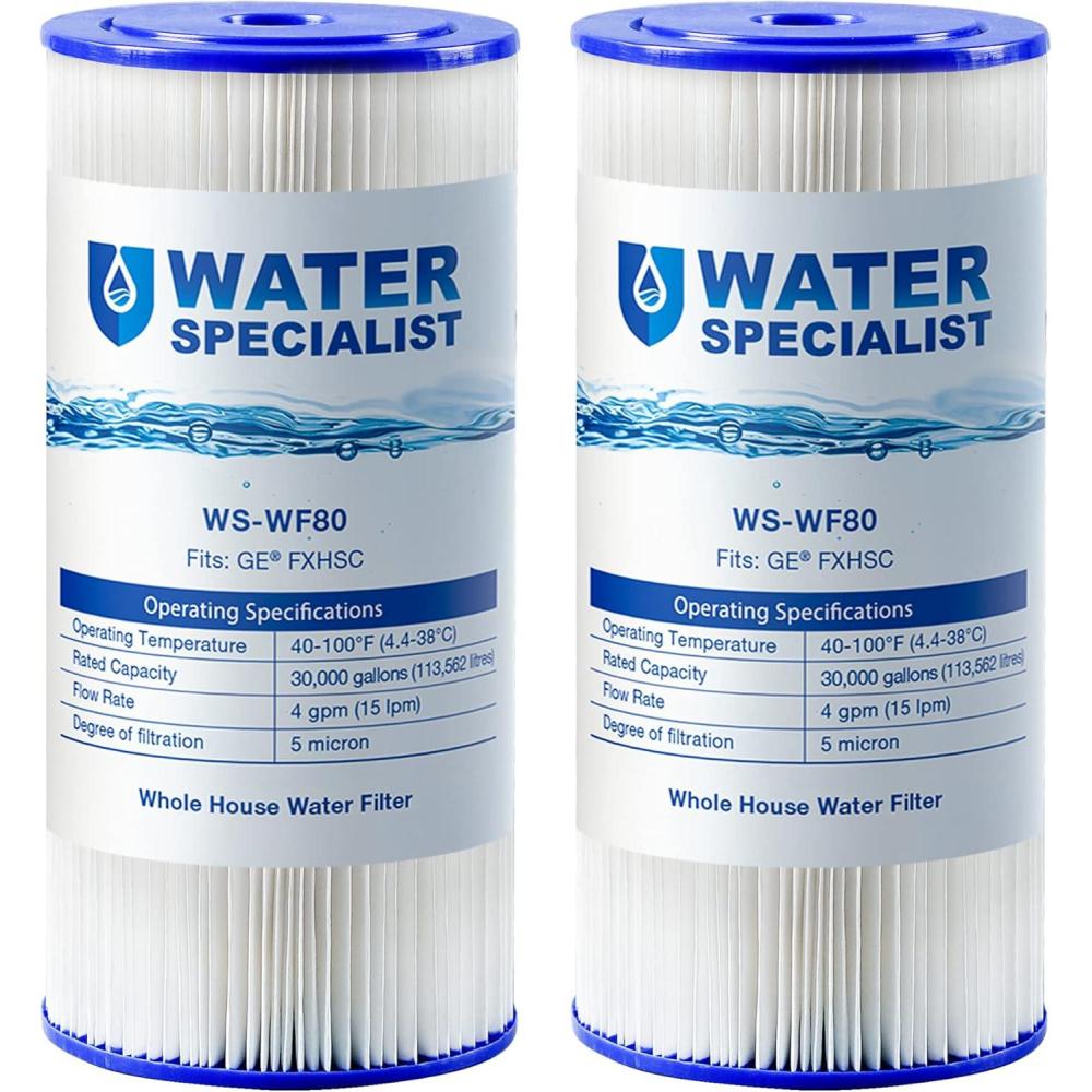 imageWaterspecialist FXHSC 10quot x 45quot Whole House Pleated Sediment Filter Replacement for GE FXHSC Culligan R50BBSA Pentek R50BB DuPont WFHDC3001 American Plumber W50PEHD GXWH40L Pack of 2