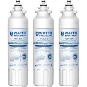 imageWaterspecialist ADQ73613401 Refrigerator Water Filter Replacement for LG LT800P6 Month  200 Gallon ADQ73613408 ADQ73613402 ADQ75795104 Kenmore 9490 LSXS26326S LMXC23746S 469490 3 Pack